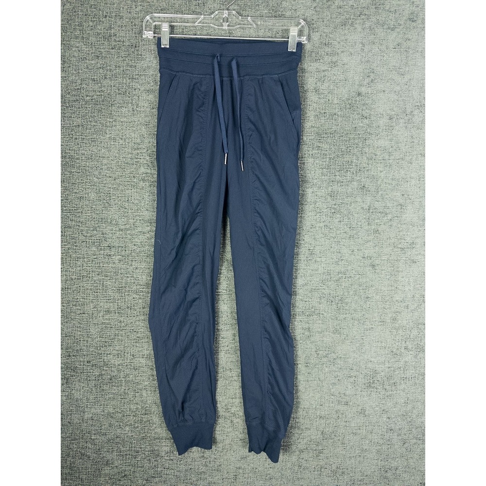 Lululemon Womens Dance Studio Jogger Pants Navy Blue Ribbed Drawstring XS